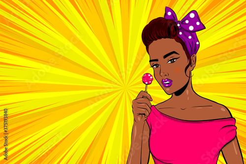 Pop art woman portrait in retro style
