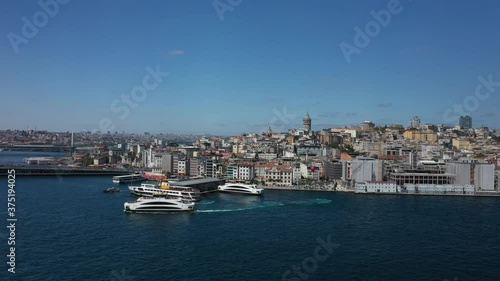 Port of Galata istanbul bosphorus 4K Drone
