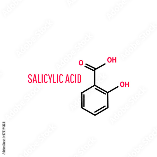 Structural chemical formula of salicylic acid molecule. Vector illustration on white background