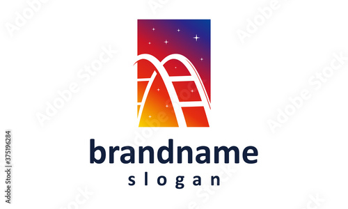 Modern Roller coaster logo design vector