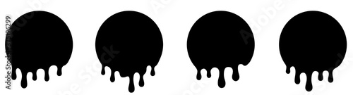Set Current circle spot paint, stains or circle labels. Liquid drops icons. Dripping liquid or paint flows - stock vector.