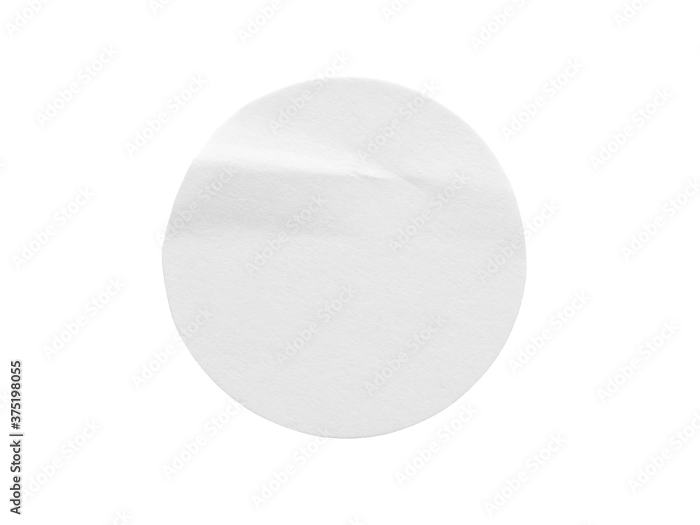 Blank white round paper sticker label isolated on white background with clipping path Blank white round paper sticker label isolated on white background with clipping path