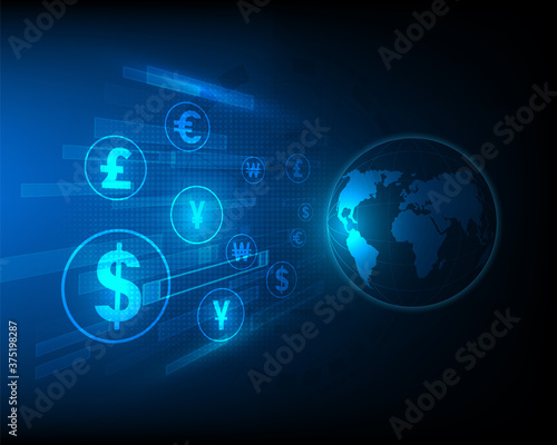Money transfer. Global Currency. Stock Exchange. Stock maket