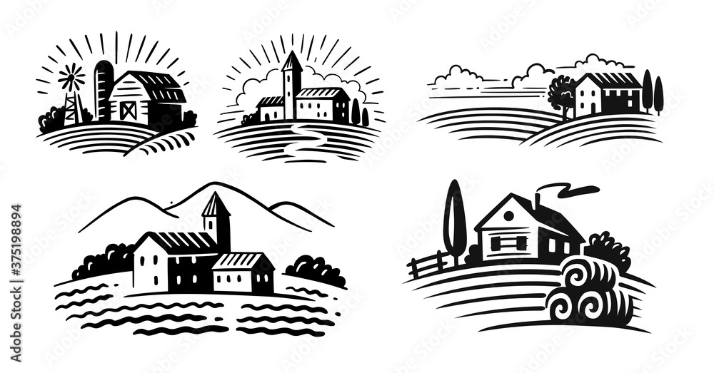 farm emblem on white background Italian style farm emblem on white background Italian style