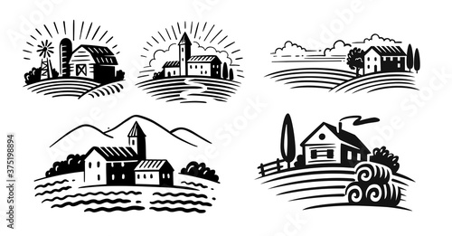 farm emblem on white background Italian style