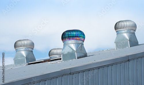 Ventilation heater on roof of factory