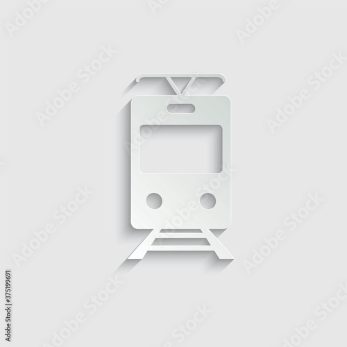 paper tram icon vector - sign