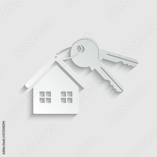 paper house key icon vector sign