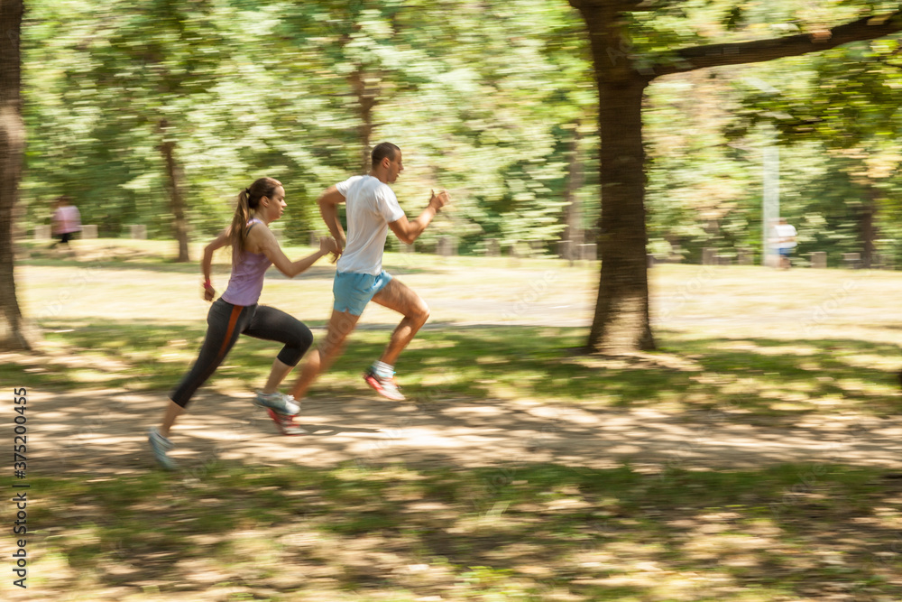 Friends Running in the Park Friends Running in the Park
