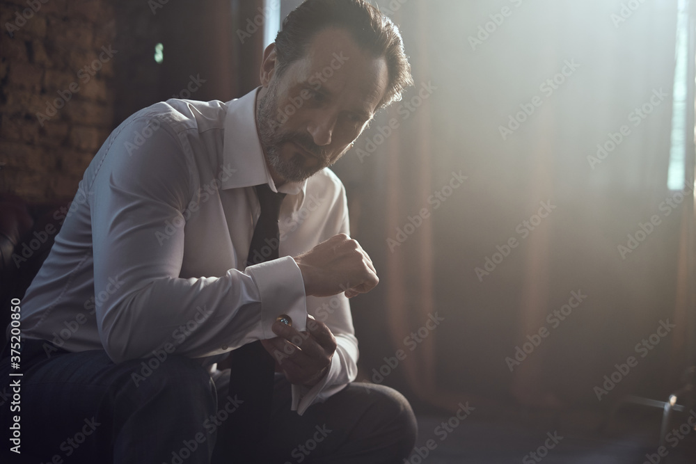cinematic photo shoot of the confident actor celebrity look in foggy loft room cinematic photo shoot of the confident actor celebrity look in foggy loft room