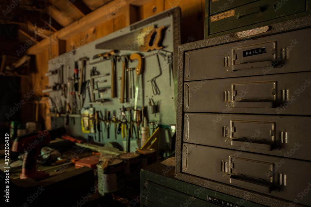 Old Workshop Shed with Workbench and Tools Old Workshop Shed with Workbench and Tools