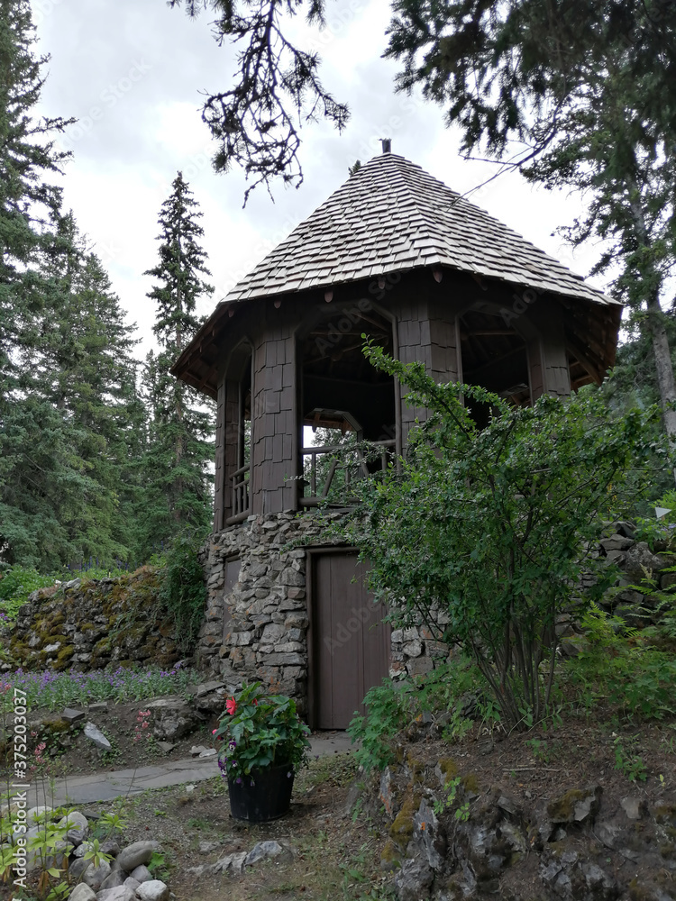 An Old Wooden and Stone Gazebo An Old Wooden and Stone Gazebo