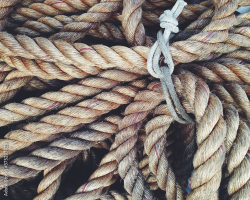 Heavy brown rope tied in a bundle