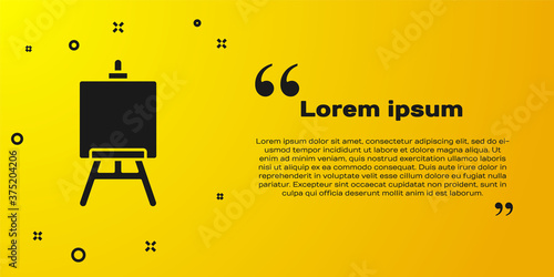 Black Wood easel or painting art boards icon isolated on yellow background. Vector Illustration.