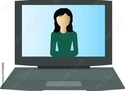 Schoolgirl during online lesson. Applicable for Online education, Homeschooling, distance learning, Online Tutoring.  