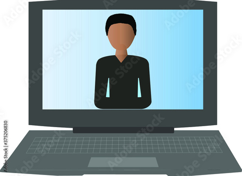 Schoolboy during online lesson. Applicable for Online education, Homeschooling, distance learning, Online Tutoring.  