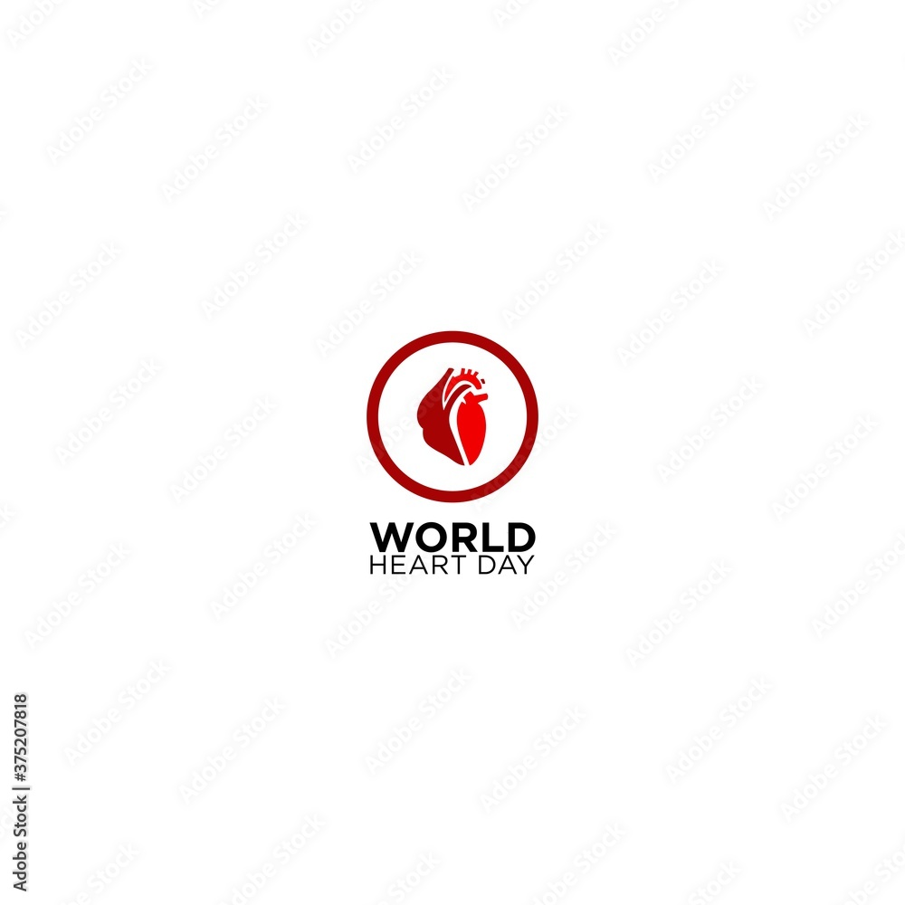 World Hearts Day banner with Heart sign on white background, vector image