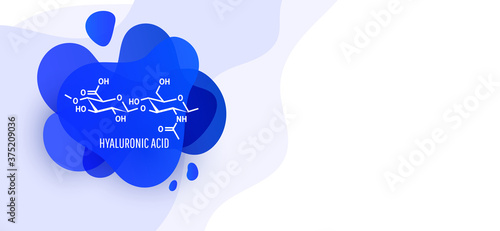 Molecular structure of hyaluronic acid with liquid fluid shapes on a white background. Vector illustration