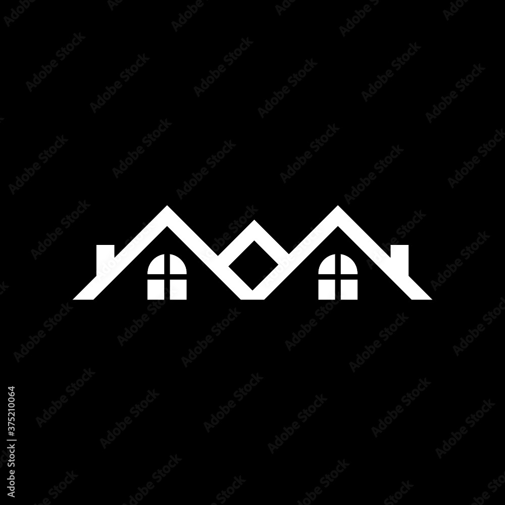 Abstract House Real Estate Logo Design isolated on dark background Abstract House Real Estate Logo Design isolated on dark background