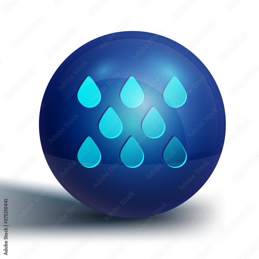 Blue Water drop icon isolated on white background. Blue circle button. Vector.