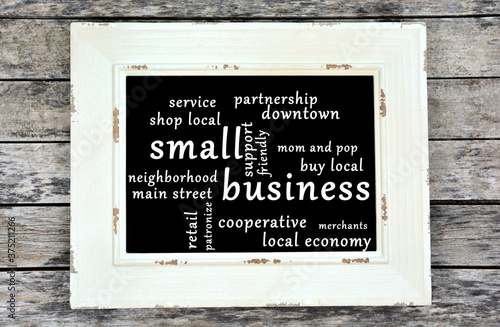 Small business written on chalkboard
