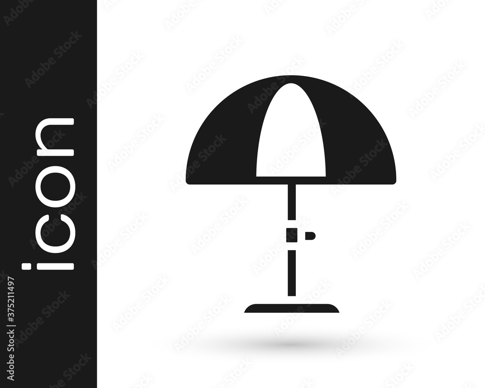 Black Sun protective umbrella for beach icon isolated on white background. Large parasol for outdoor space. Beach umbrella. Vector. Black Sun protective umbrella for beach icon isolated on white background. Large parasol for outdoor space. Beach umbrella. Vector.