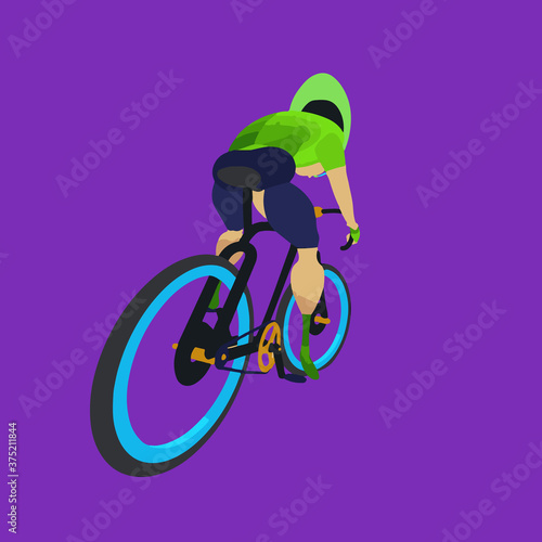 Isolated icon of a professional cyclist wearing a green jersey photo