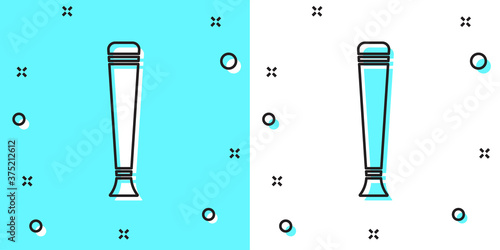 Black line Police rubber baton icon isolated on green and white background. Rubber truncheon. Police Bat. Police equipment. Random dynamic shapes. Vector.