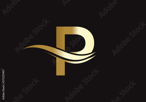 Creative P logo design swoosh. vector, P logo for business and company identity