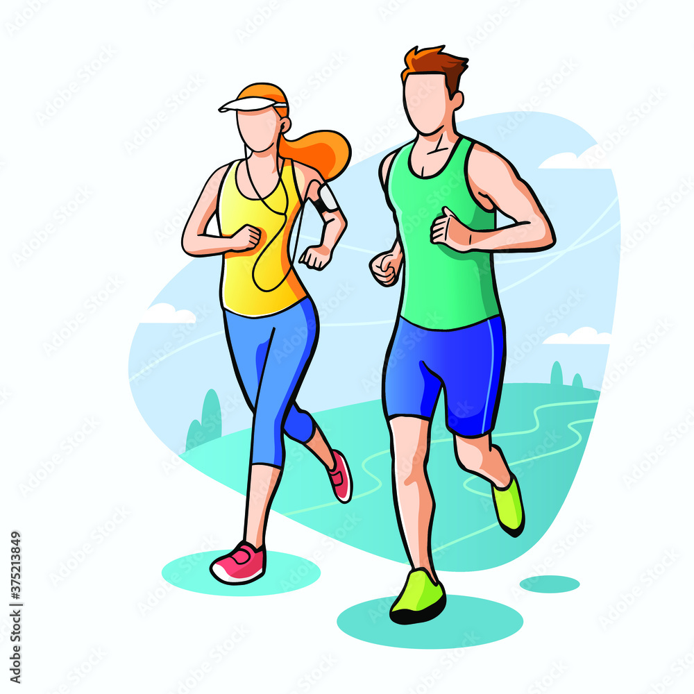 Young couple jogging together