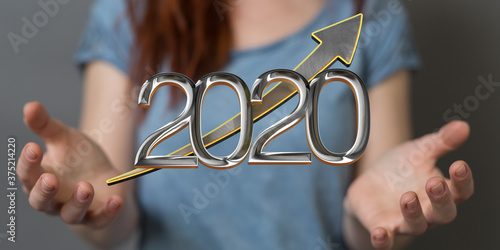 business year 2020 up goals and success illustration