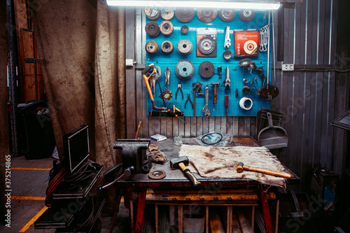 locksmith's workplace  Angular grinding machine