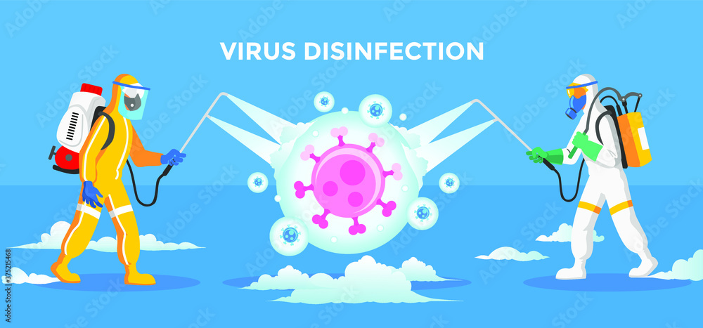 Virus disinfection illustration, fighting virus. Virus disinfection illustration, fighting virus.