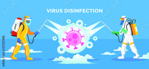 Virus disinfection illustration, fighting virus.