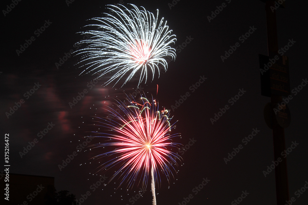 A beautiful display of fireworks at the 2019 Katy Mills firework show for July 4th