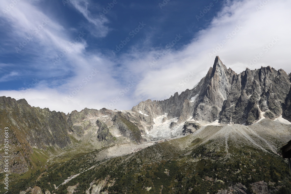 le sommet du petit dru en Haute Savoie dans le massif des Alpes, pics des drus, ville de Chamonix, département de Haute Savoie, France