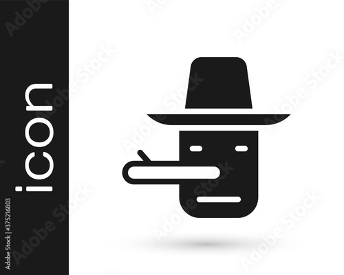 Black Pinocchio icon isolated on white background. Vector.