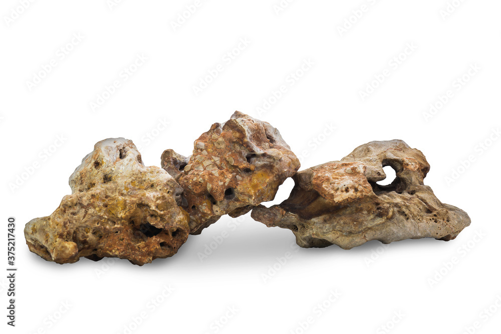 Piece of stone isolated on white background with clipping path Piece of stone isolated on white background with clipping path