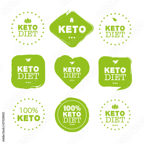 Keto diet, great design for any purposes. Food logo. Paleo diet healthy eating concept. Logo, icon, label. Isolated background. Vector illustration.