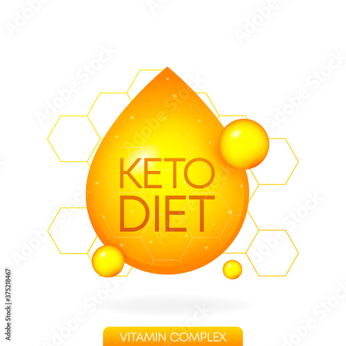 Keto diet, great design for any purposes. Food vitamin logo. Paleo diet healthy eating concept. Logo, icon, label. Isolated background. Vector illustration.
