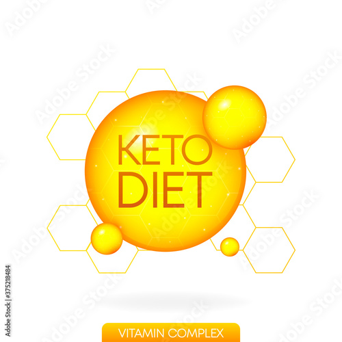 Keto diet, great design for any purposes. Food vitamin logo. Paleo diet healthy eating concept. Logo, icon, label. Isolated background. Vector illustration.