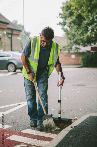 Road sweeper at work