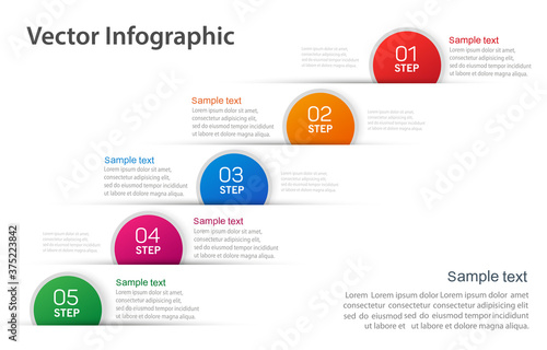  Business vector infographic with 5 steps, options, parts or processes for presentation