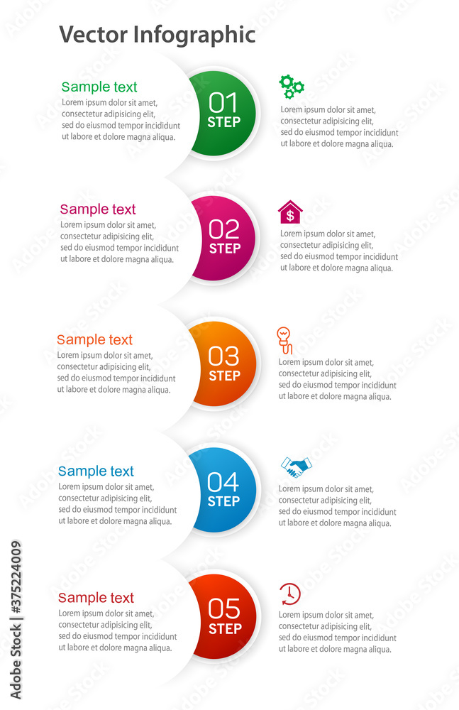 Business vector infographic with 5 steps, options, parts or processes for presentation Business vector infographic with 5 steps, options, parts or processes for presentation