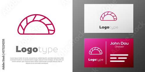 Logotype line Dumpling icon isolated on white background. Traditional chinese dish. Logo design template element. Vector.