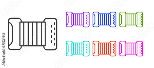 Black line Musical instrument accordion icon isolated on white background. Classical bayan, harmonic. Set icons colorful. Vector.