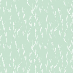 Deken met foto Groen patronen pastel green seamless pattern with wavy branches and leaves  floral texture  elegant natural background  © LYekaterina