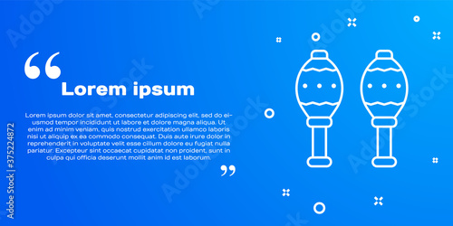 White line Maracas icon isolated on blue background. Music maracas instrument mexico. Vector.