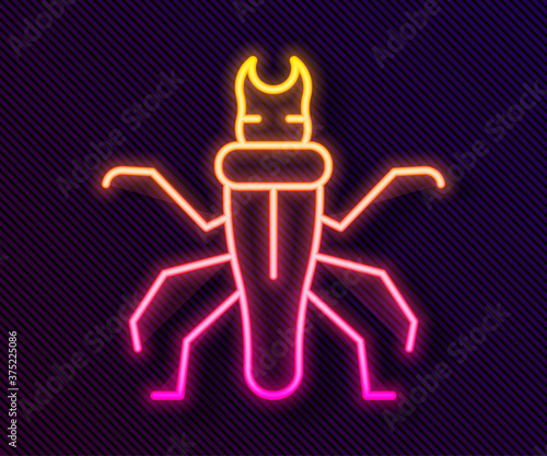 Glowing neon line Termite icon isolated on black background. Vector.