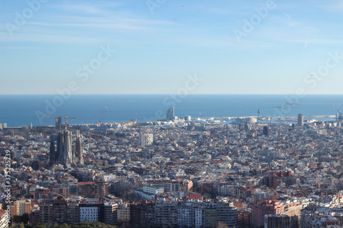 aerial view of the city of barcelona panoramla sun day © KarlaViviane